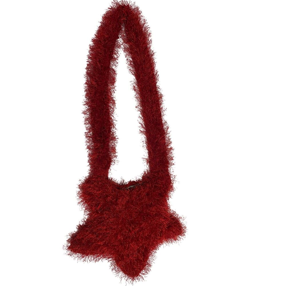 Concert Crossbody Bag Star‑Shaped Red Women’s – 33" Strap Y2K Plush Fuzzy